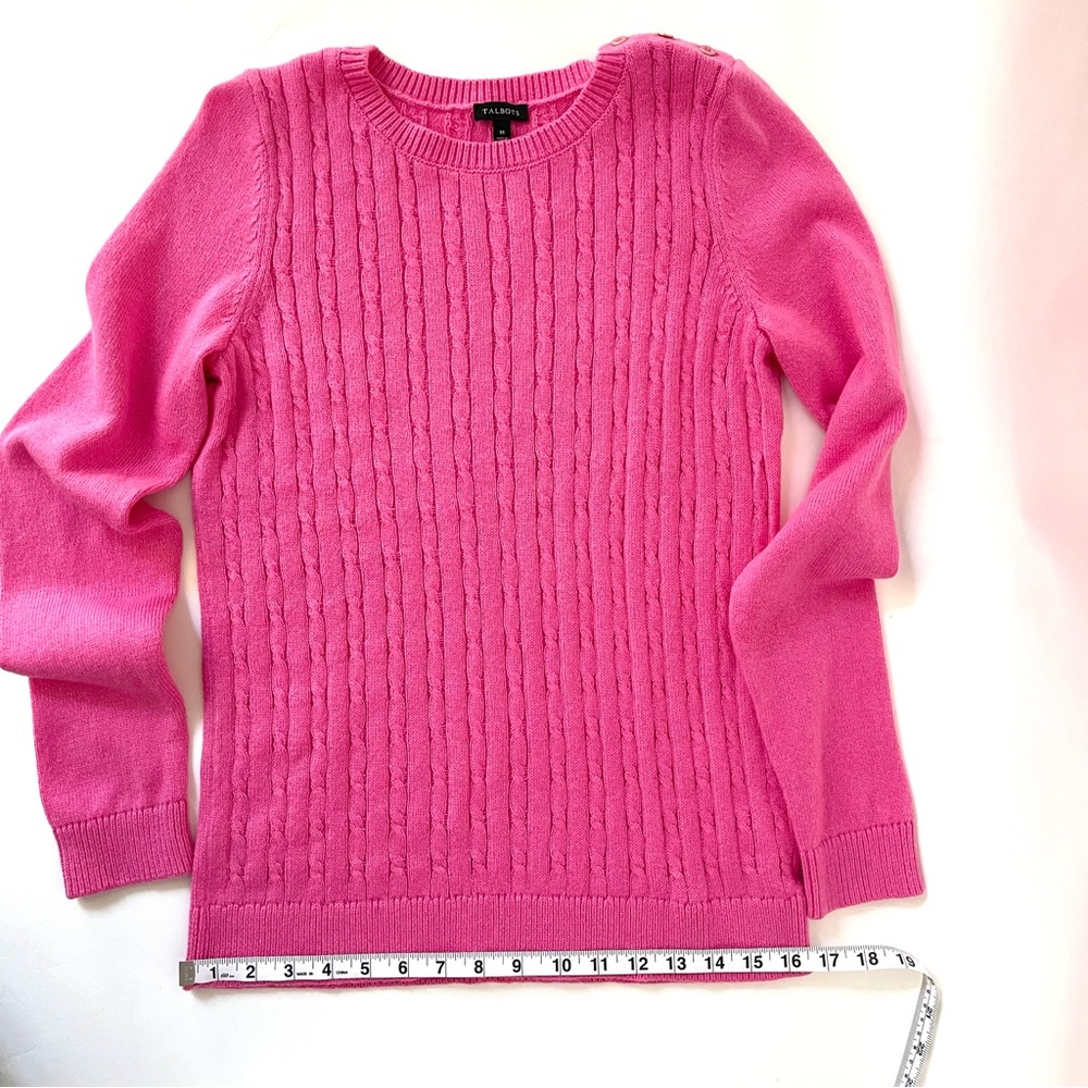 Talbots Pink Cable Knit Pullover Sweater Solid Pink